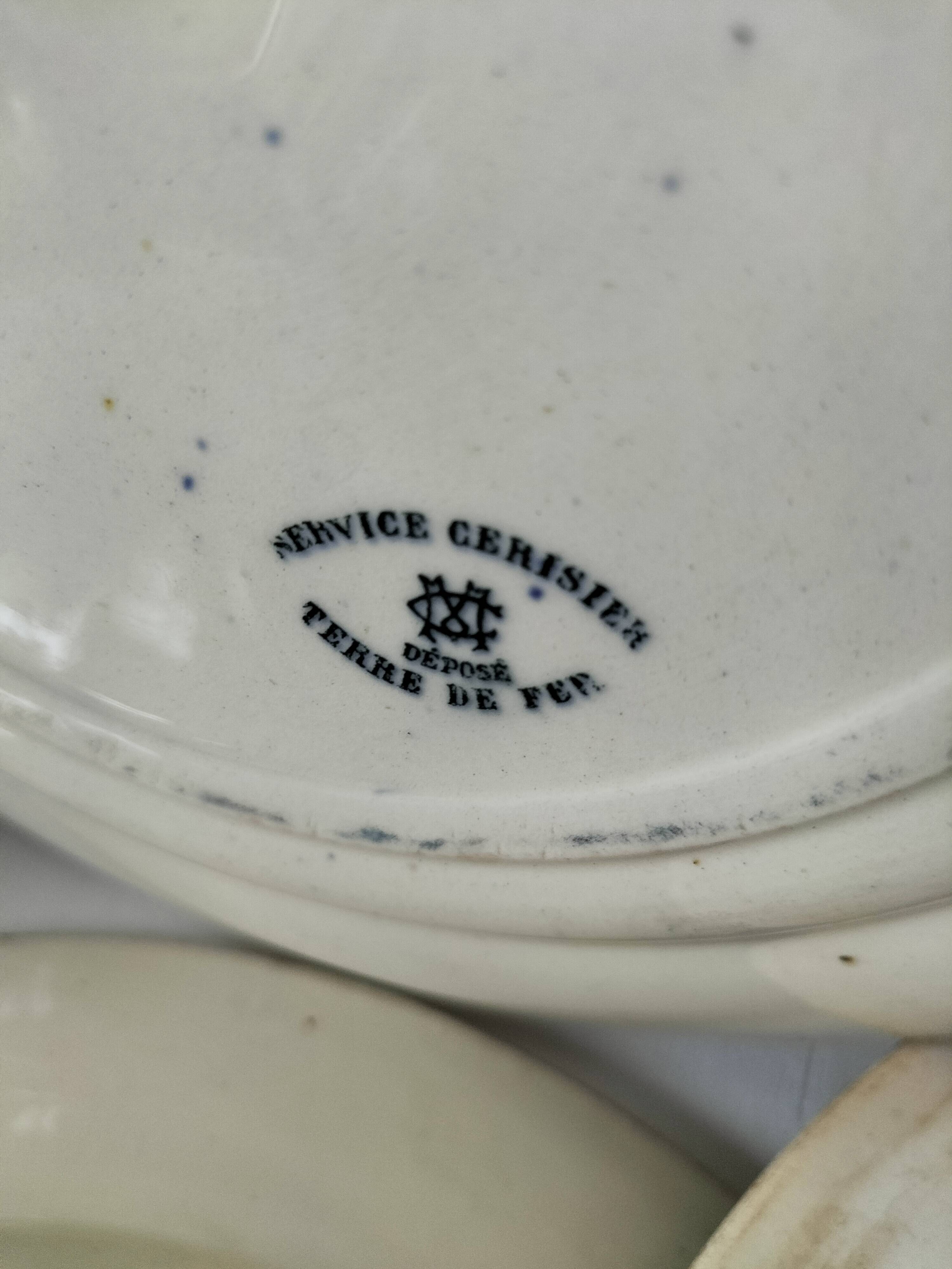 Set of 6 ironstone plates in shades of blue, late 19th to early 20th century.