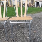 Lot de 4 chaises de bistrot fer et bois