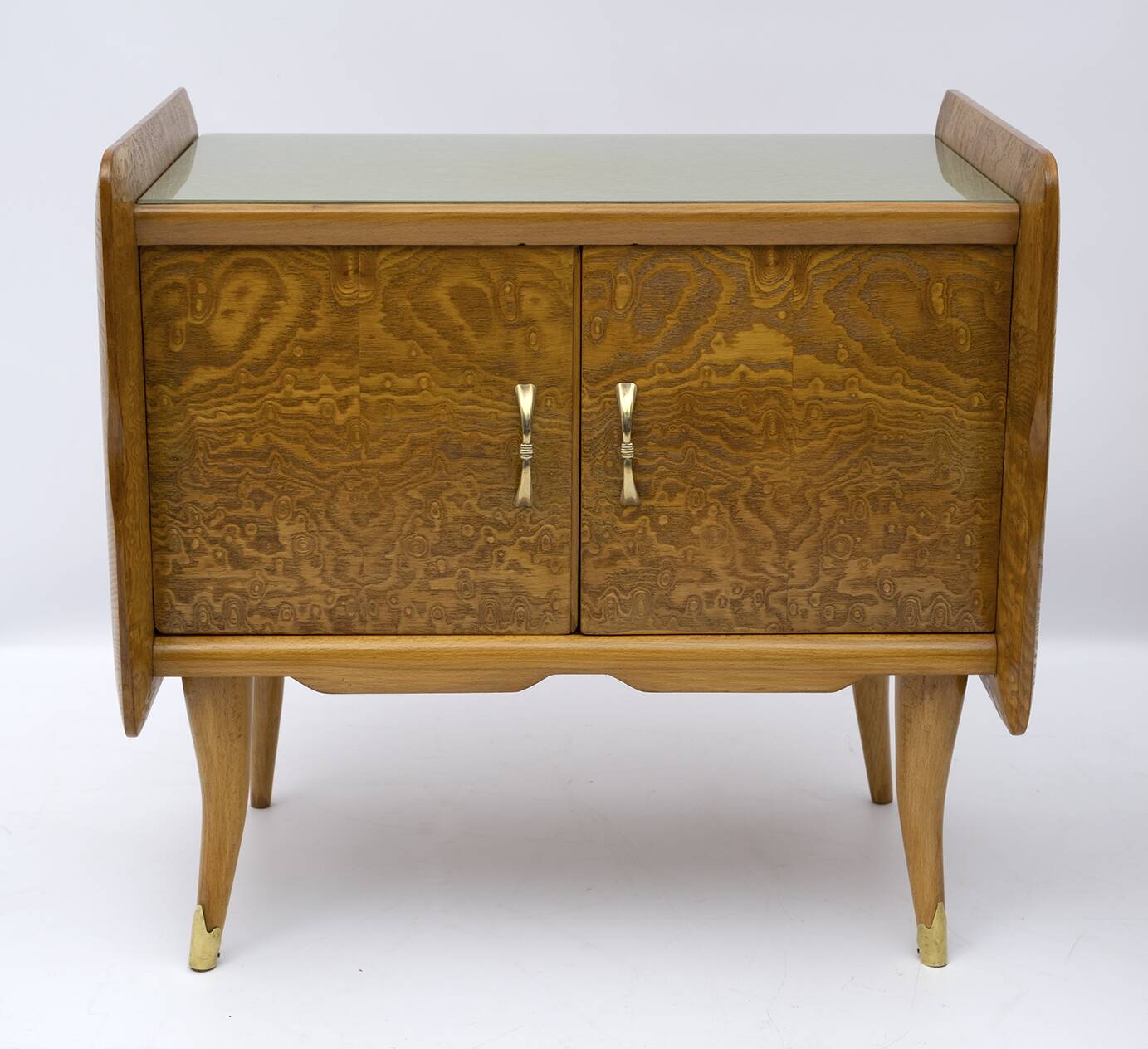 Pair of Art Deco Italian Bedside Tables White Ash Briar, 1920s