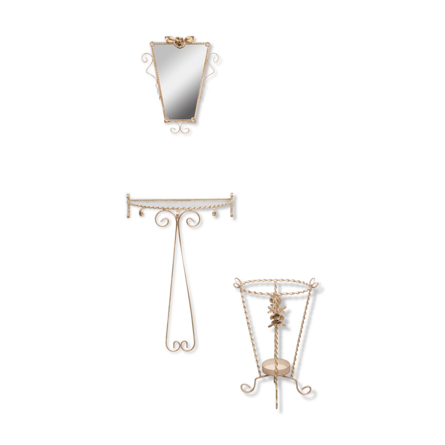 Wrought Iron Hall Set France 1950s