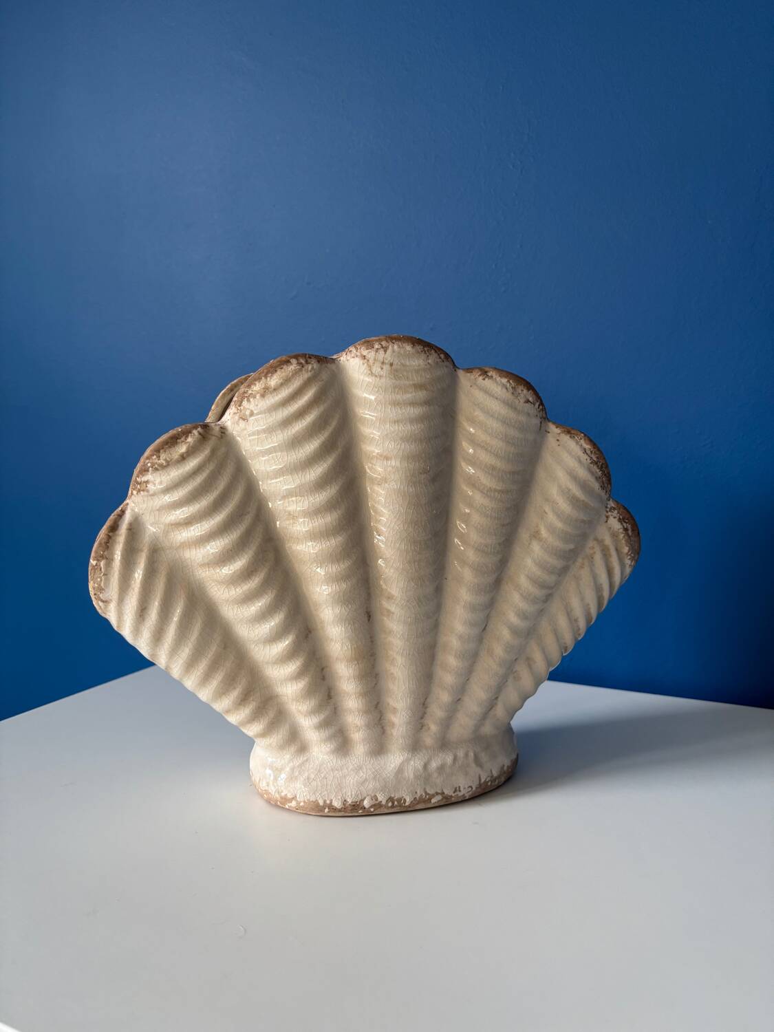 Vintage earthenware shell vase, Denmark