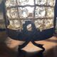 Table lamp in brass, beads and glass pendants