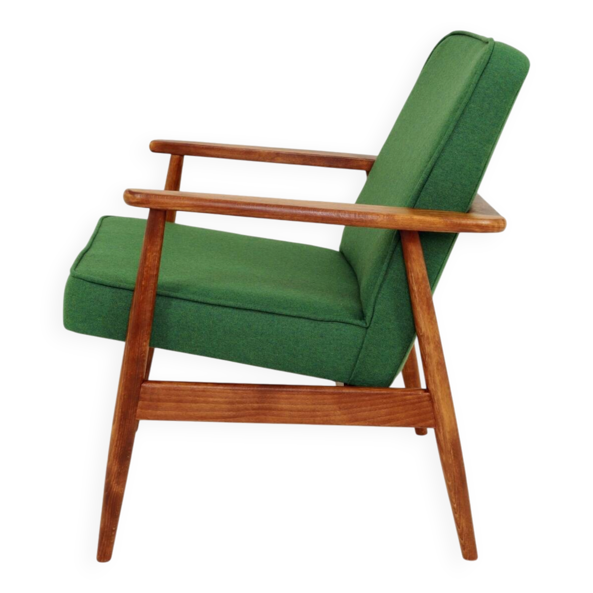 Mid Century Lounge Chair Vintage Moss Wool, Poland 1960