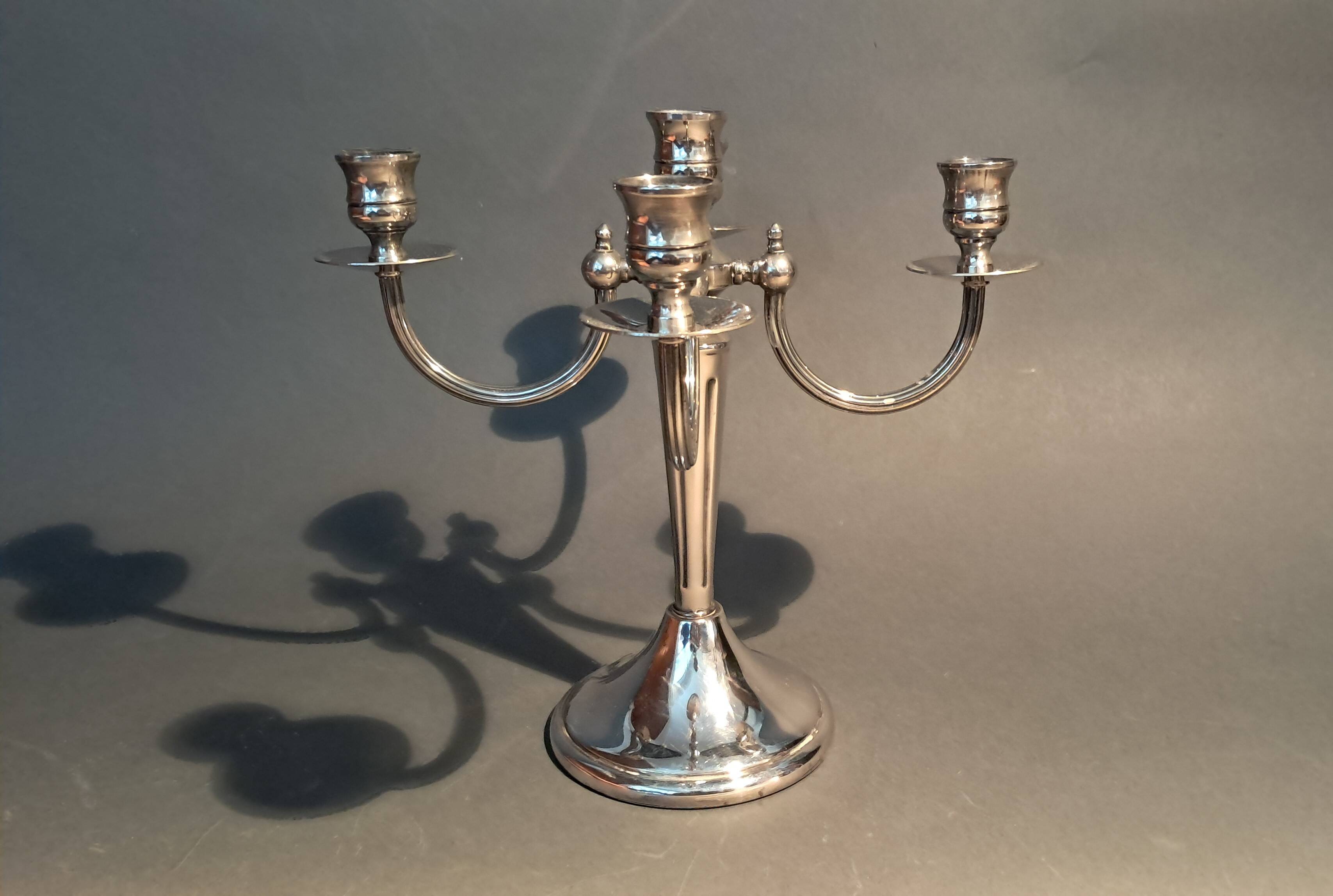 Silver plated 5 candle chandelier, England 1960.