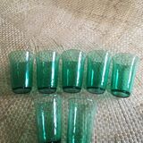 Series of 7 green glasses