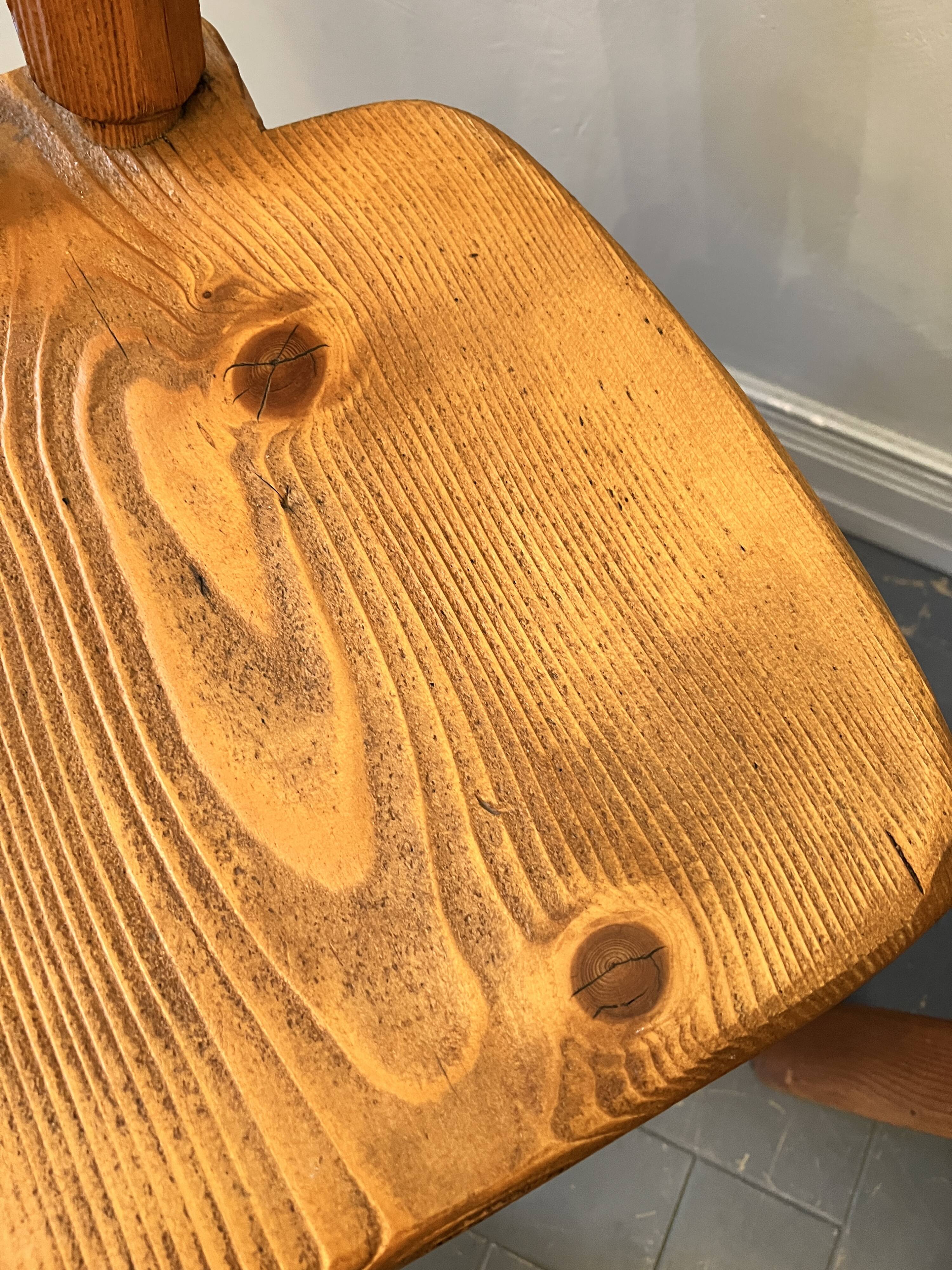 4 antique solid pine chairs