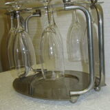 Servant to champagne in chrome and its 6 flutes glass