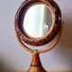 Woven wicker standing mirror