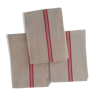 3 Tea towels old condition new mestizo linen & cotton red stripes