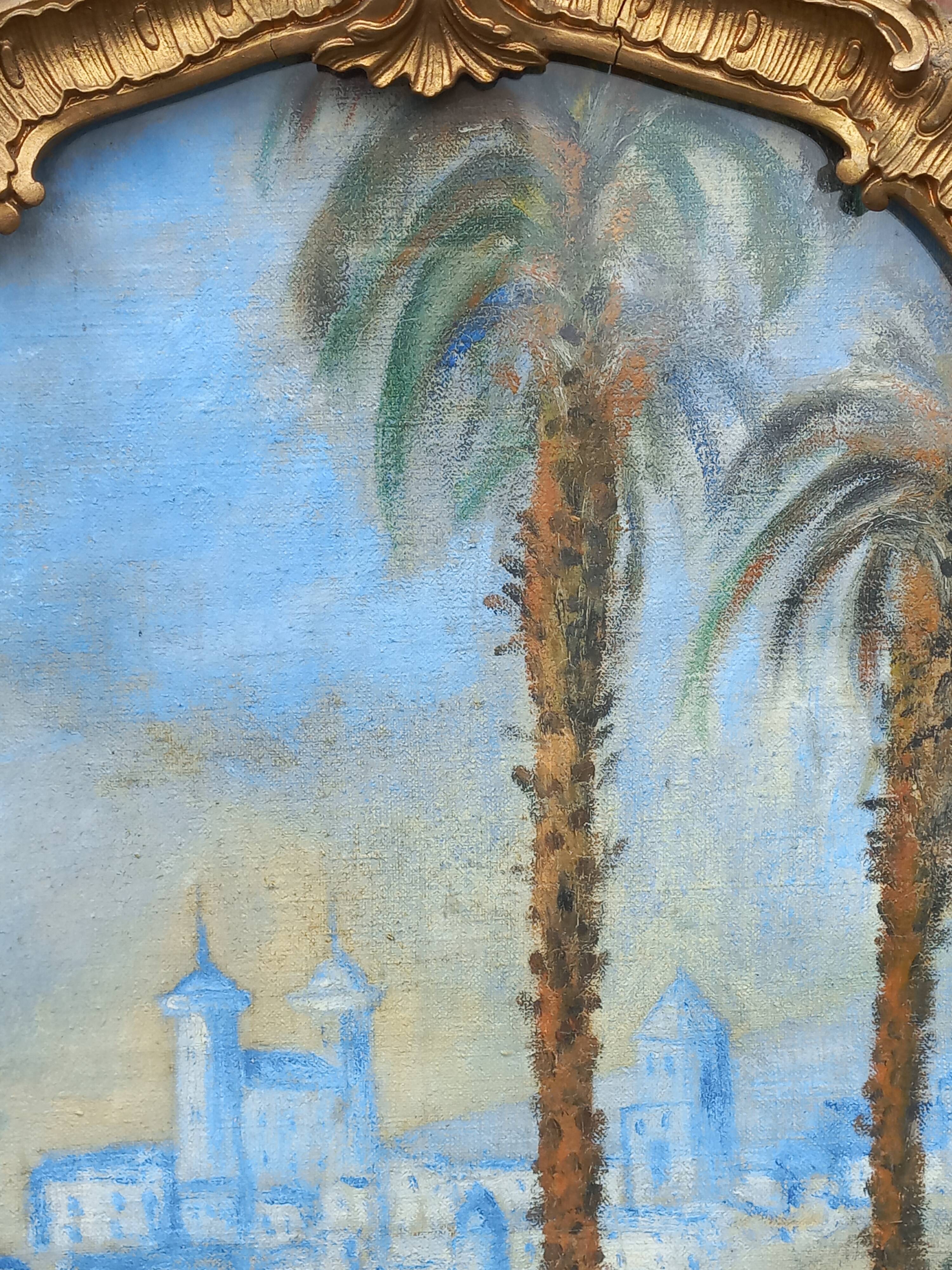Orientalist oil on canvas, Casablanca, 1943, monogrammed J.M.