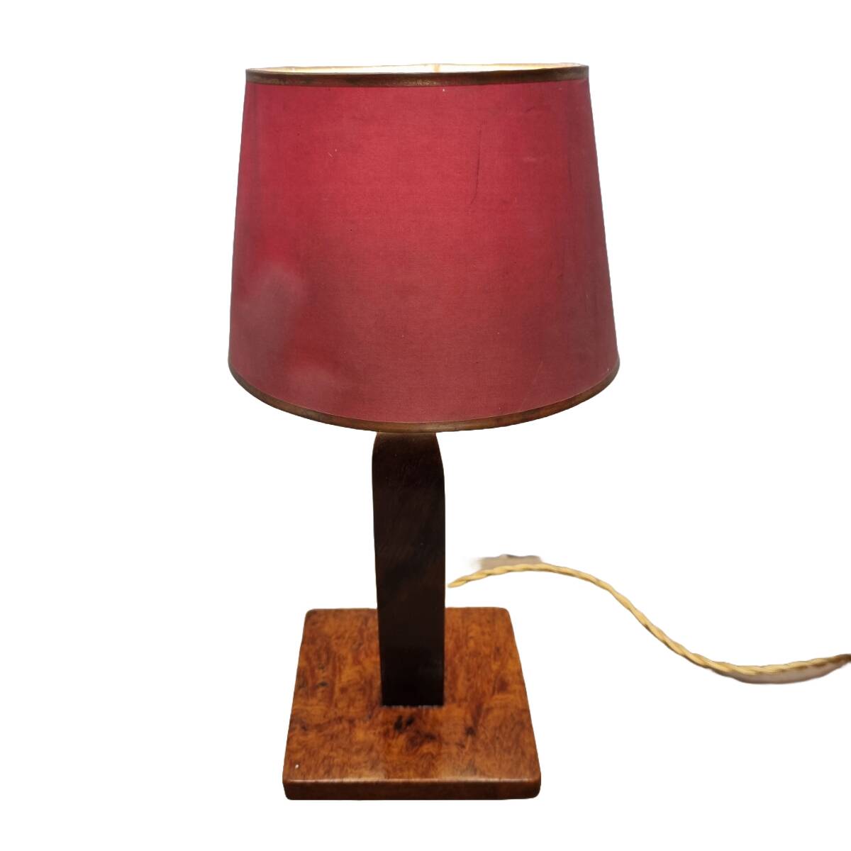 French Art Deco Table Lamp With Walnut