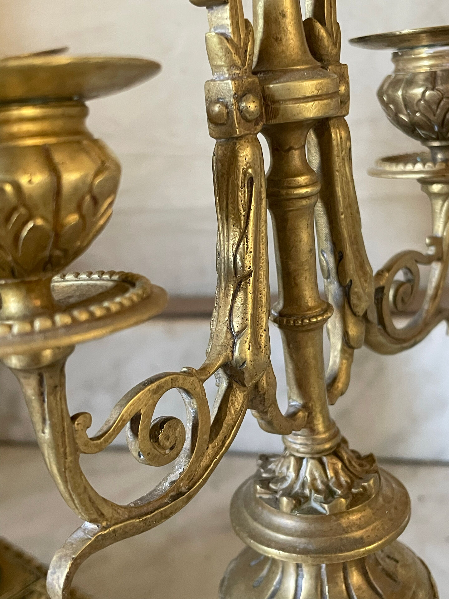 Pair of gilded bronze candlesticks in the Napoleon III style.
