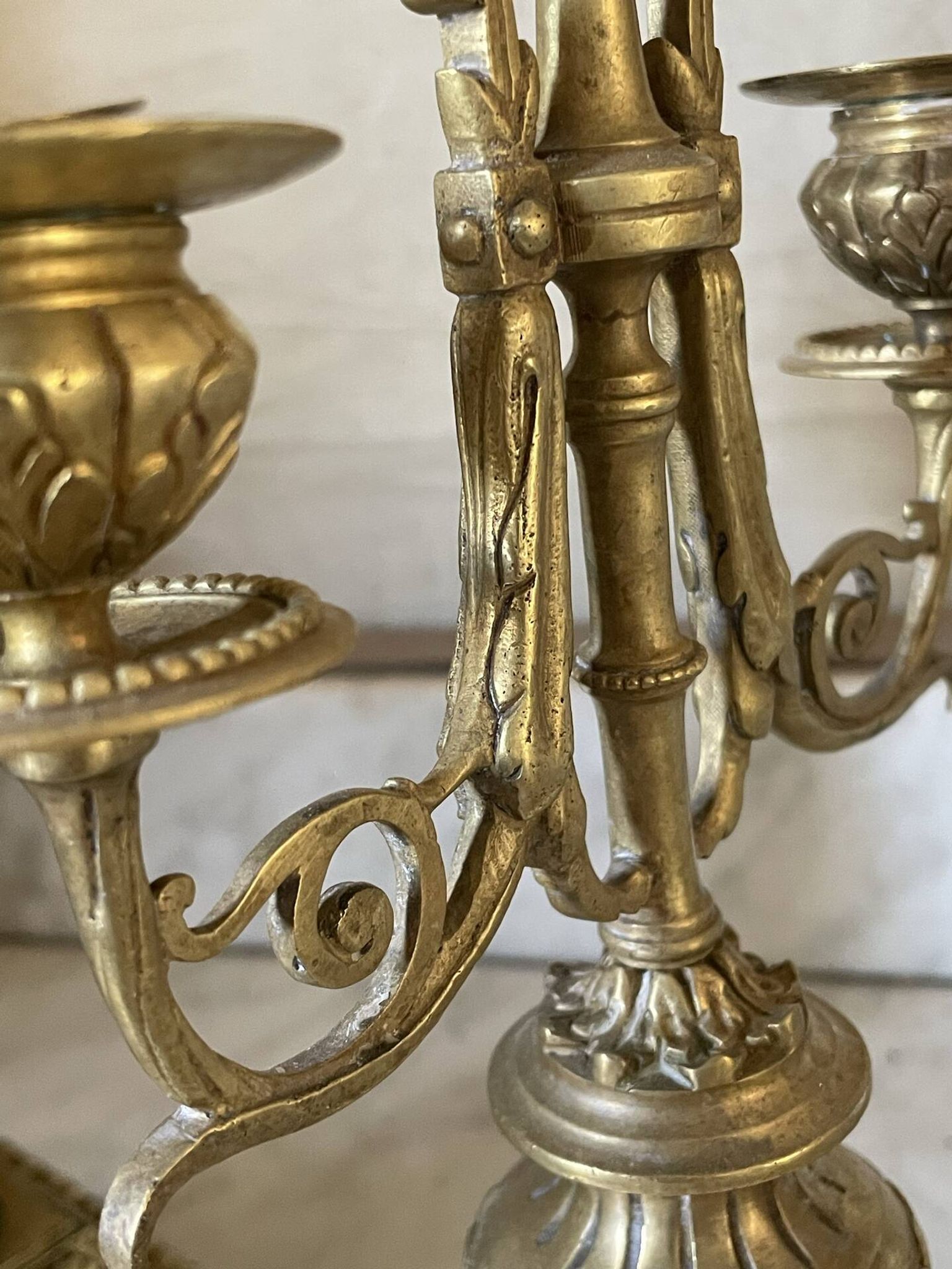 Pair of gilded bronze candlesticks in the Napoleon III style.