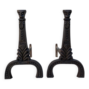 Paire de chenets Art - fonte