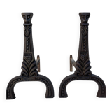 Paire de chenets Art déco en fonte
