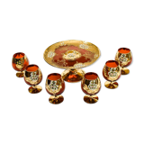 Service 6 glasses and murano dish red ruby gold vintage gold ⋆ Brocante Chic
