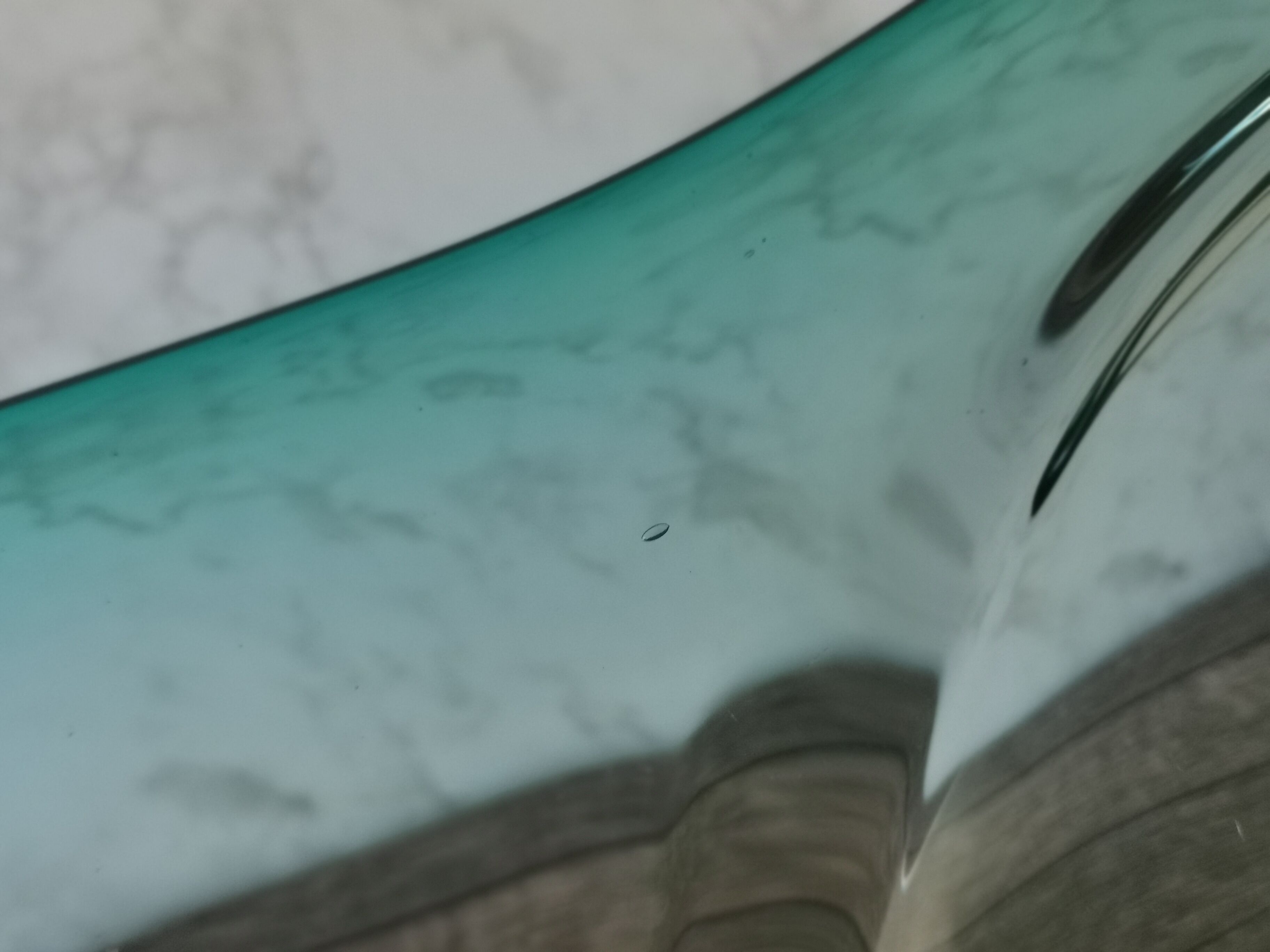 Large amber and green glass cup