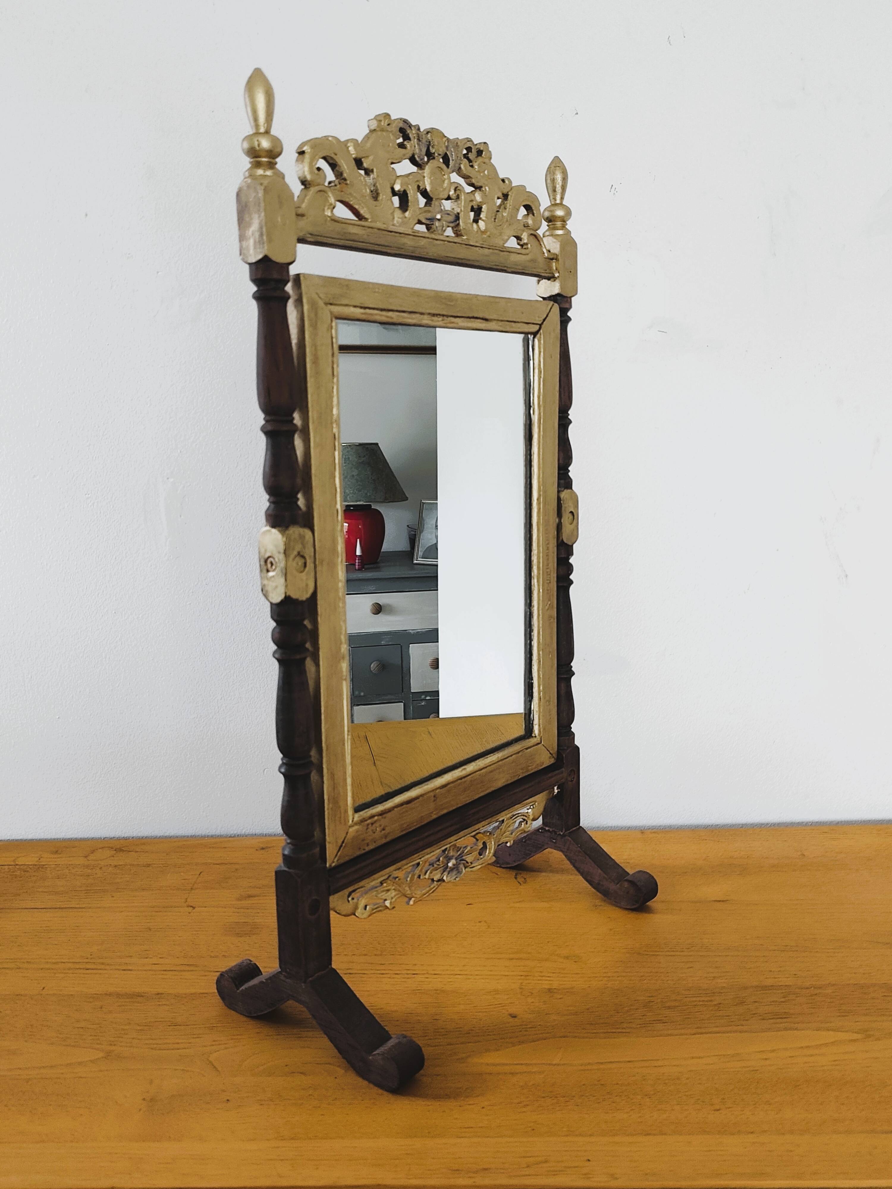 Antique wooden cheval mirror
