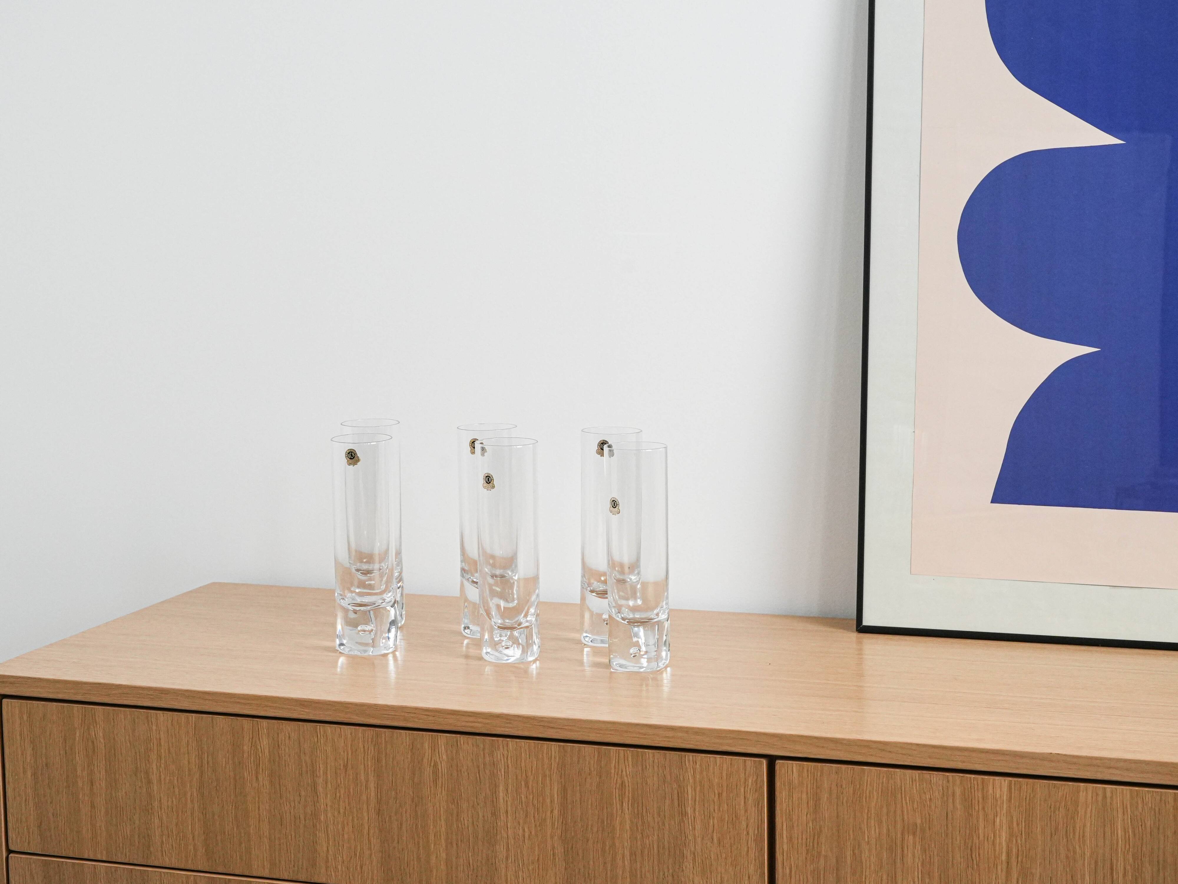 Set of crystal glasses, Italian design, 1970s,  RCR Cristalleria Italiana