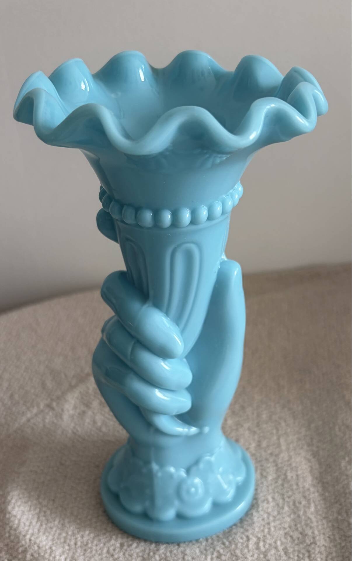 Antique Blue Opaline Hand Vase – Portieux Vallerysthal
