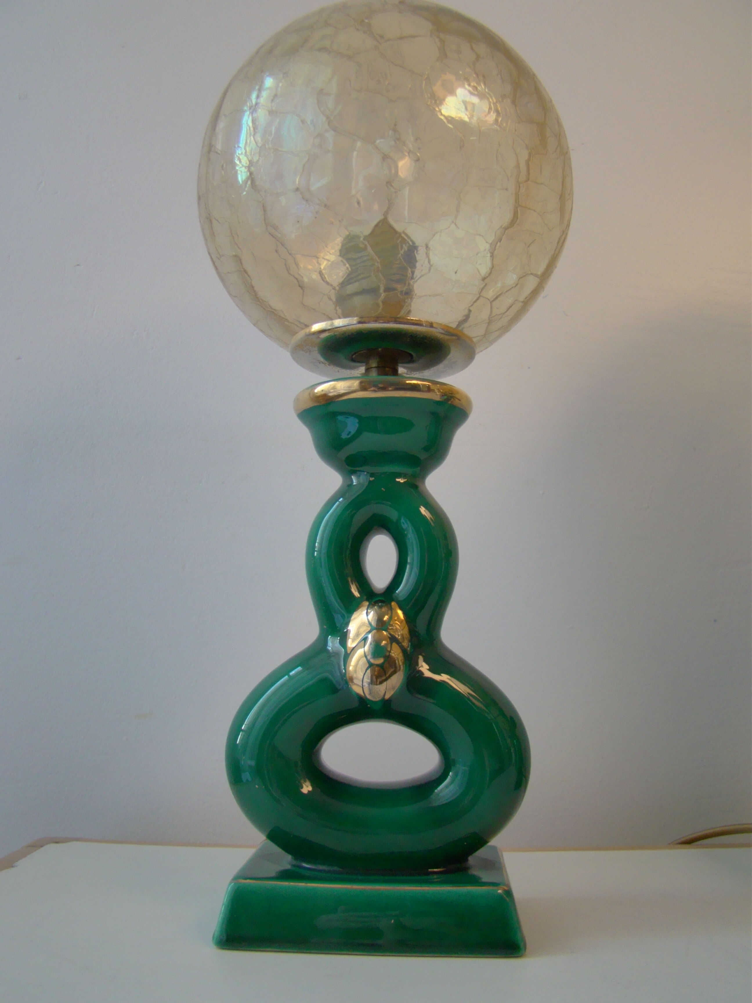Pair of vintage lamps in bordeaux art ceramic