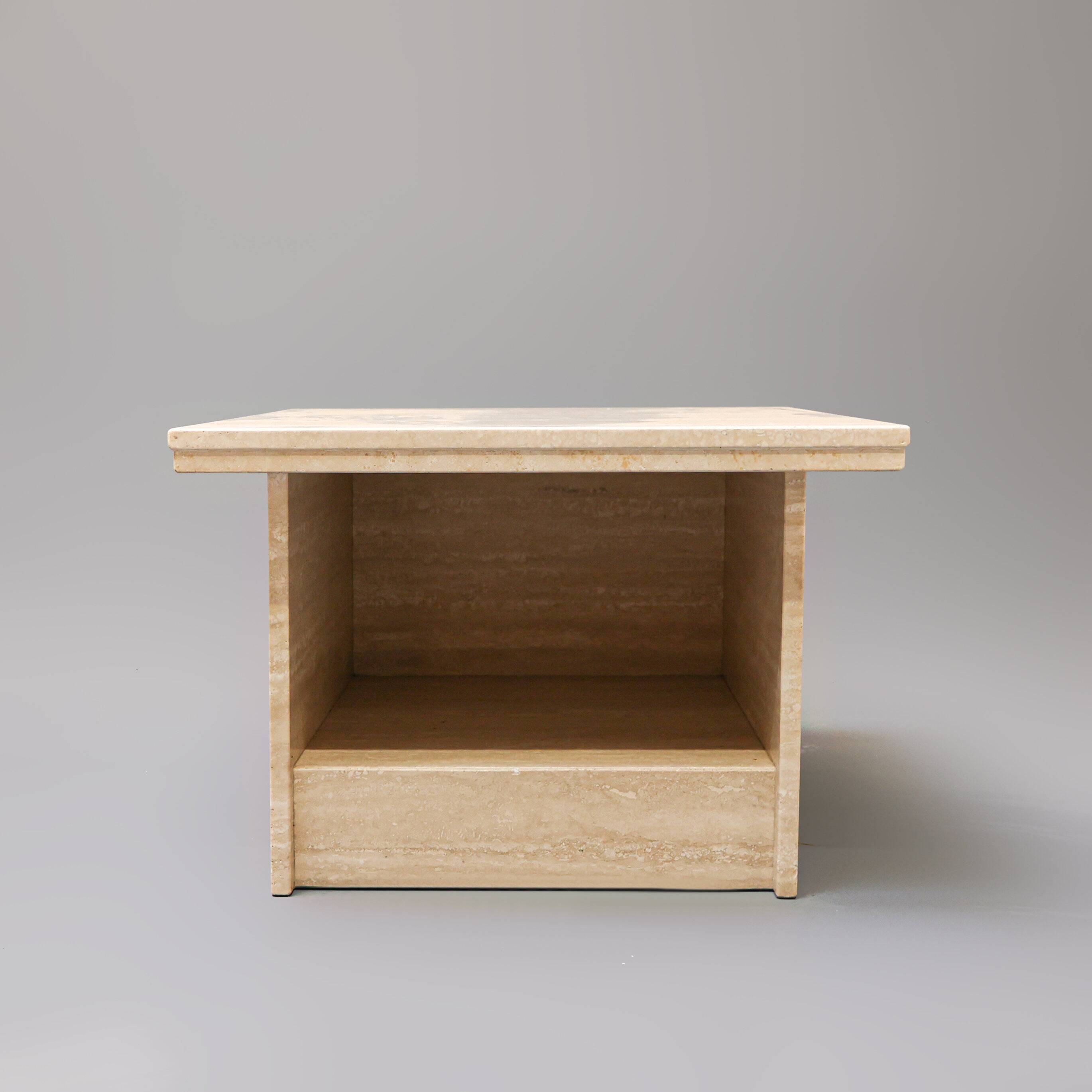 Vintage Italian travertine side table / nightstand