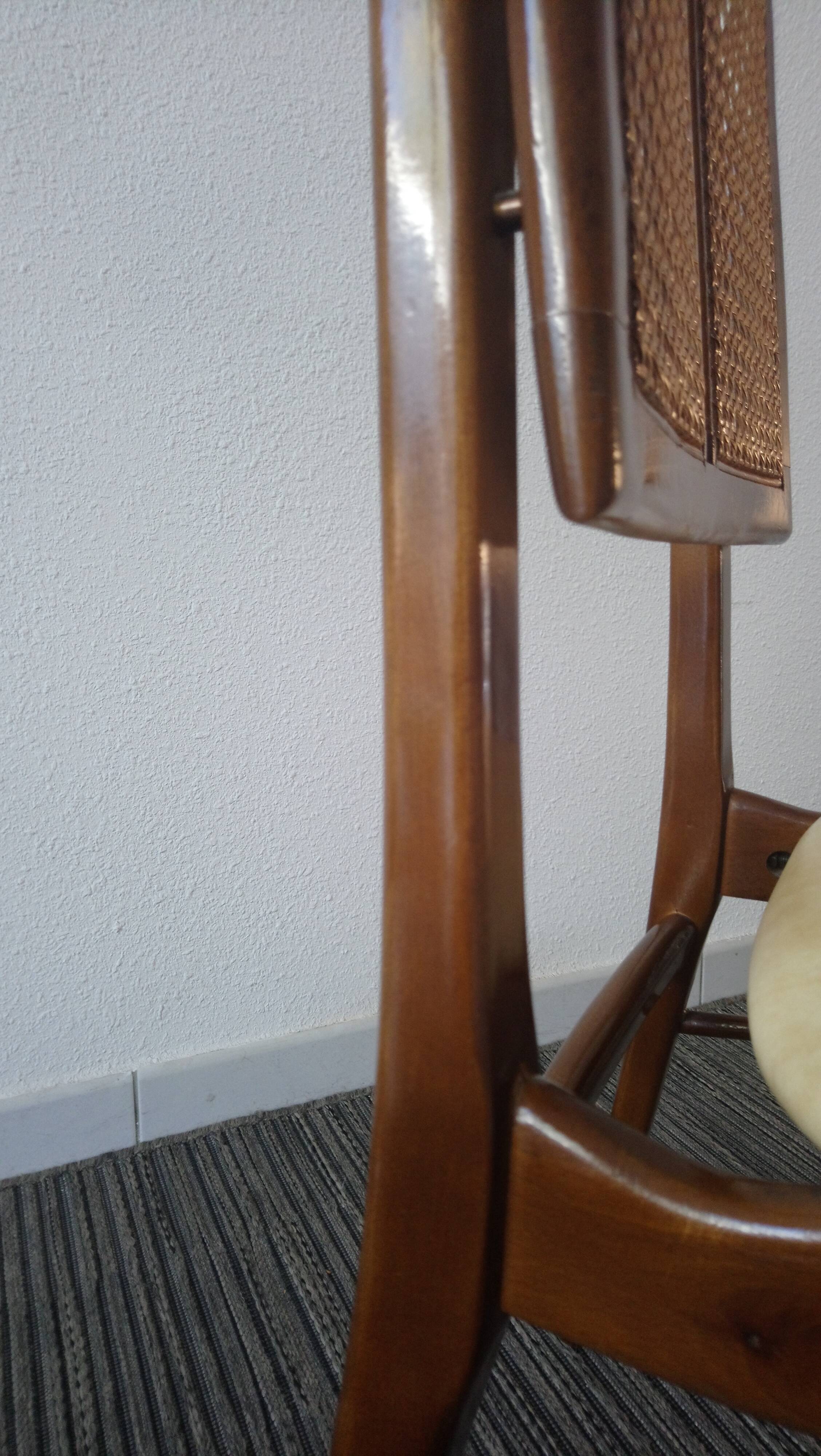 Suite of 6 vintage skai chairs and 60s canned backrest