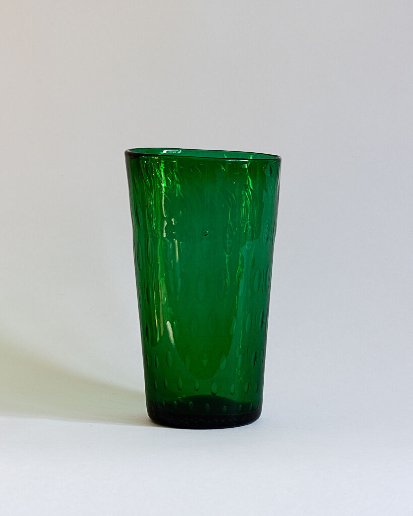 Italian bubbled blown glass vase from Empoli - Mid-20th century