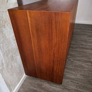 Teak and rosewood enfilade with drawers and doors in marquetry, Denmark, 1950.