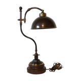 Brass and wood office lamp
