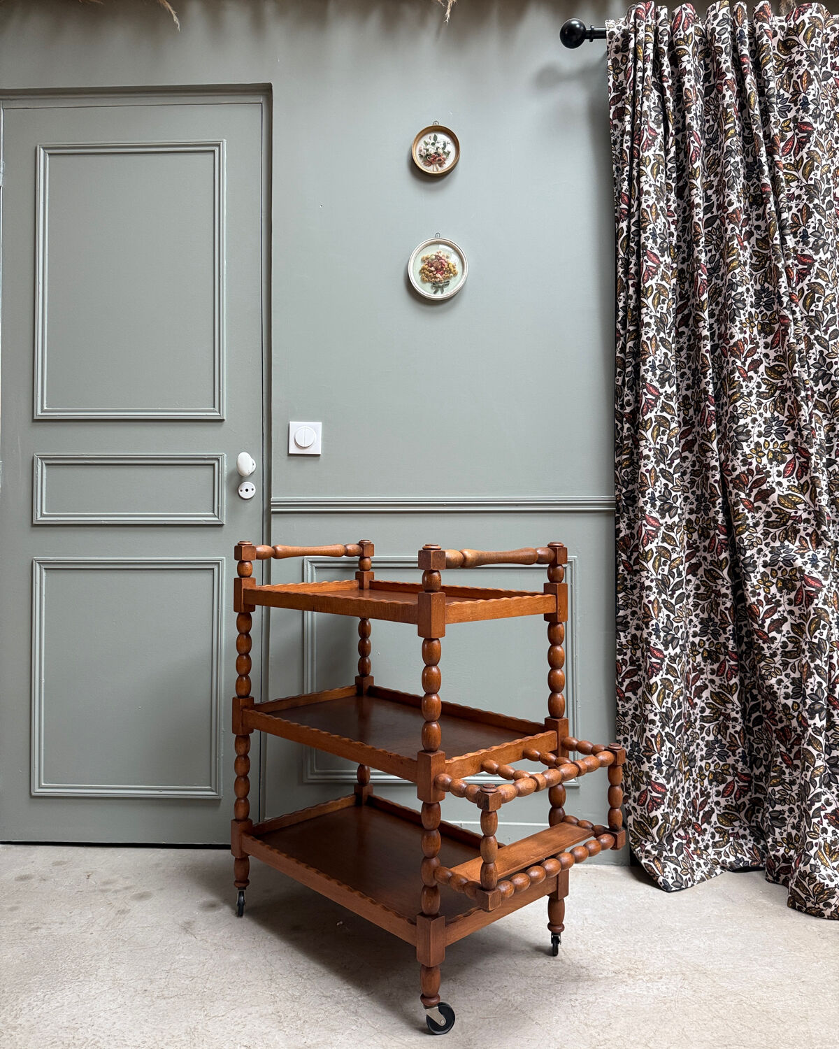 Vintage wooden serving trolley