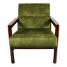 Fauteuil vintage en velours vert olive, 1970