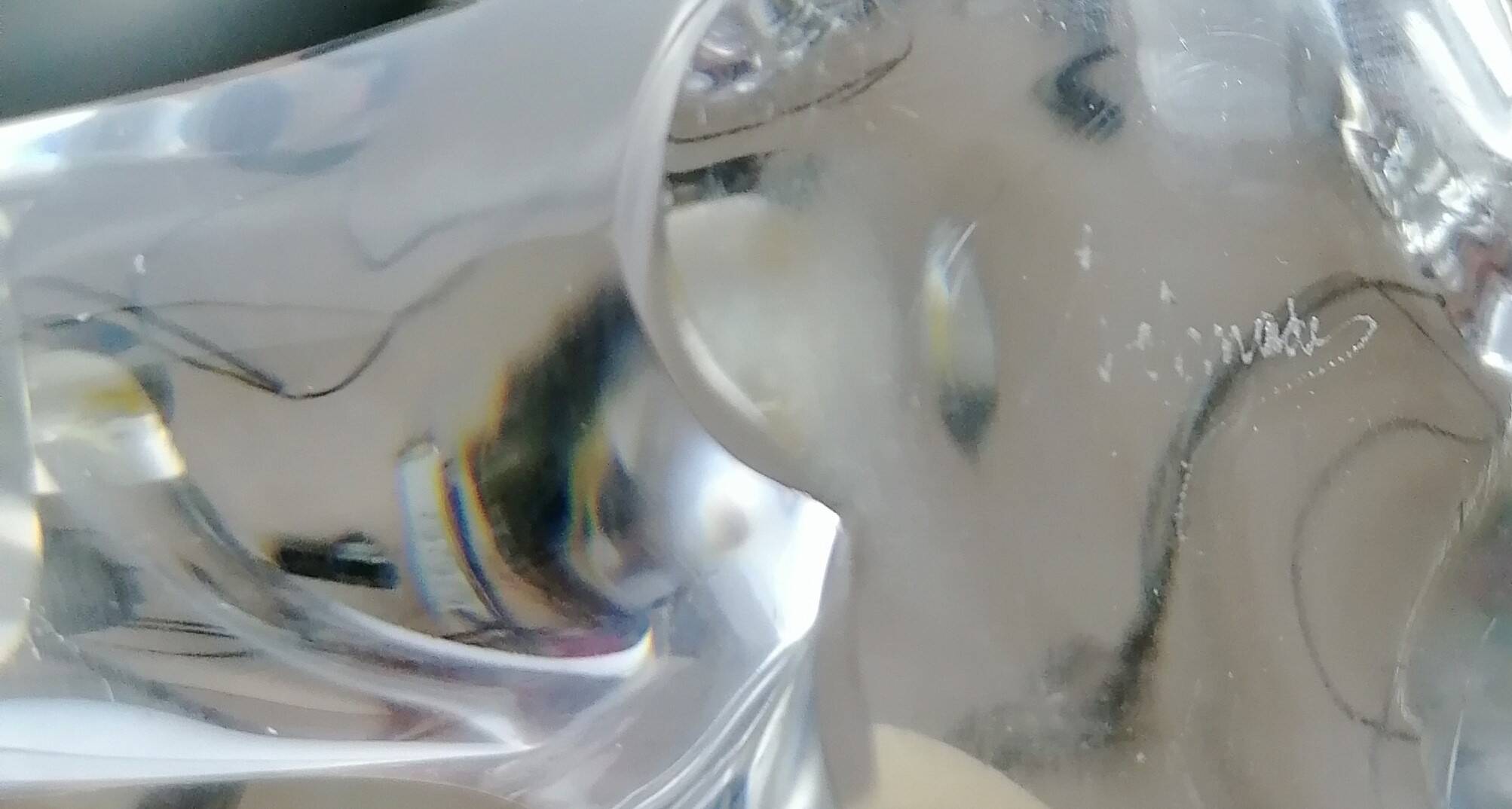 Pair of glass candle holder - Handmade - Signed.