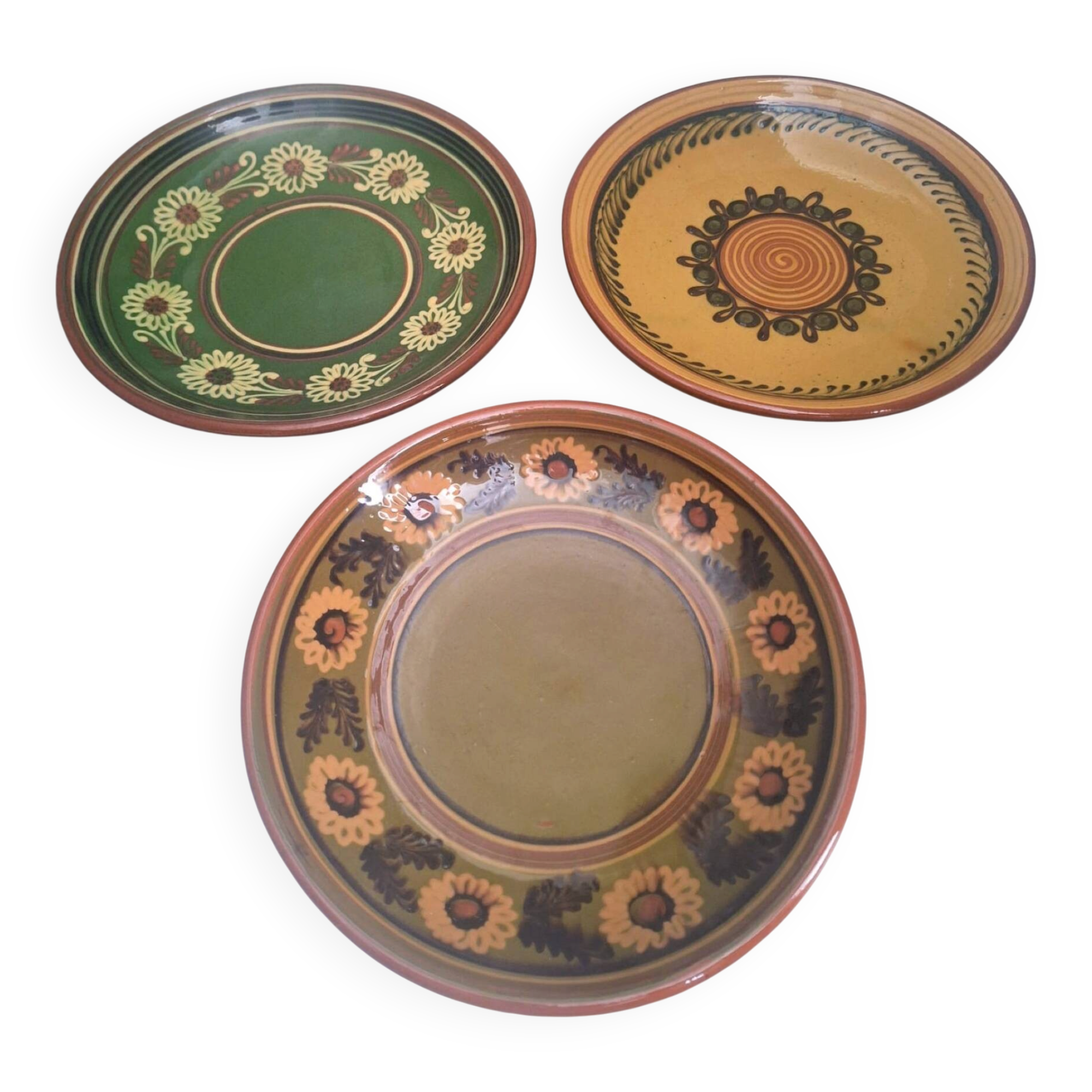 Set of 3 vintage Polish plates from Cepelia, antique tableware.