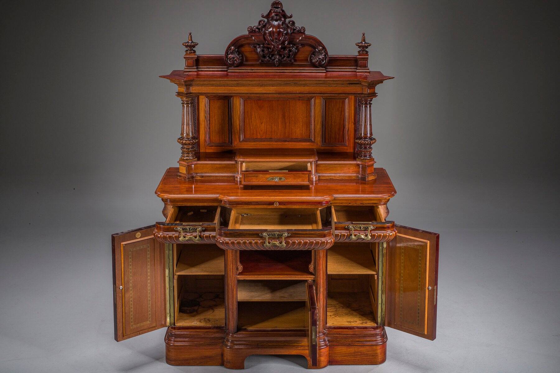Buffet néo-baroque allemand en noyer et acajou, années 1890