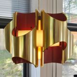 Gold and Orange Pendant Lamp by Bent Karlby for Lyfa, Denmark, 1960's