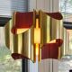 Gold and Orange Pendant Lamp by Bent Karlby for Lyfa, Denmark, 1960's