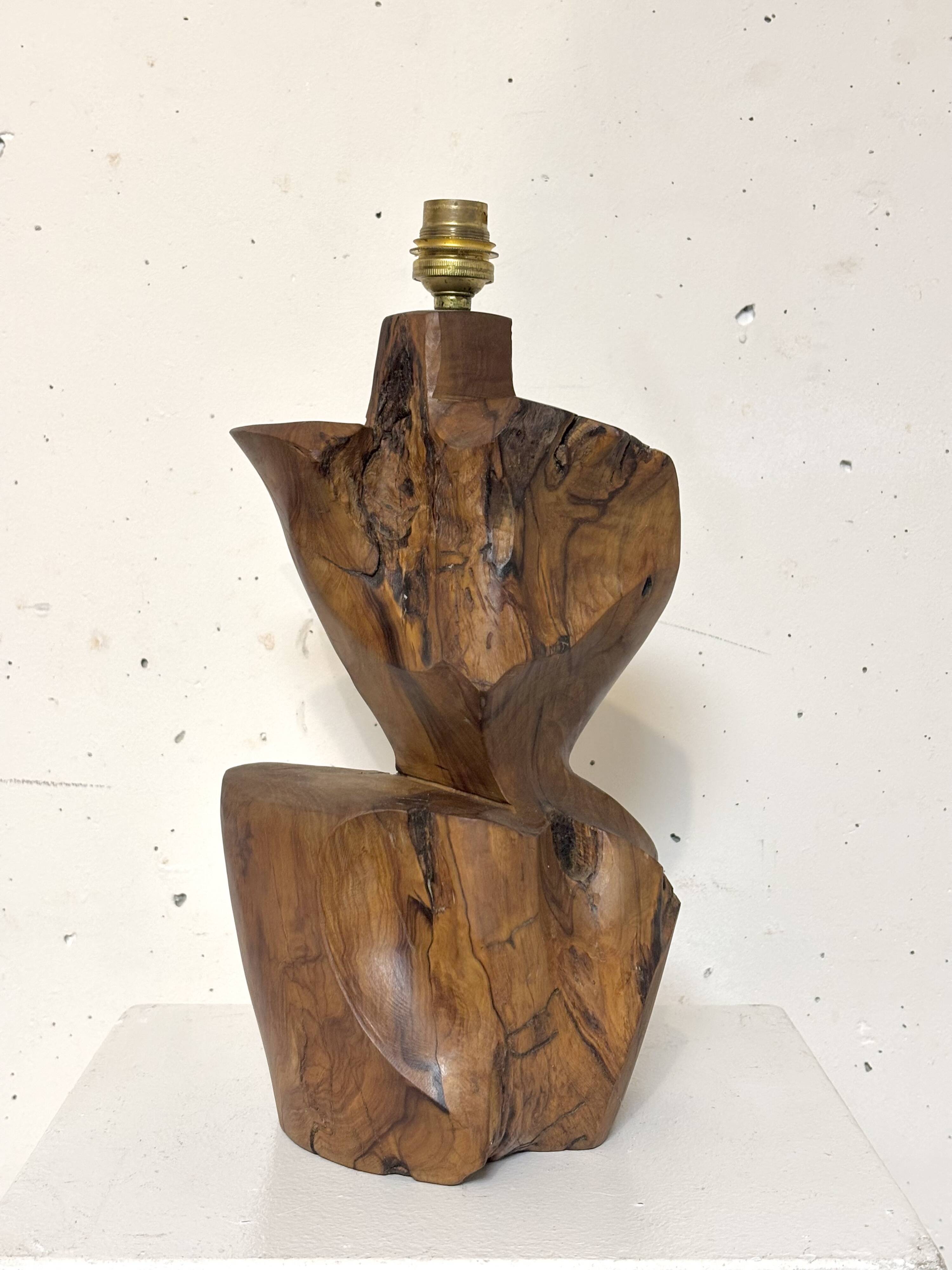 Olive wood lamp 1950
