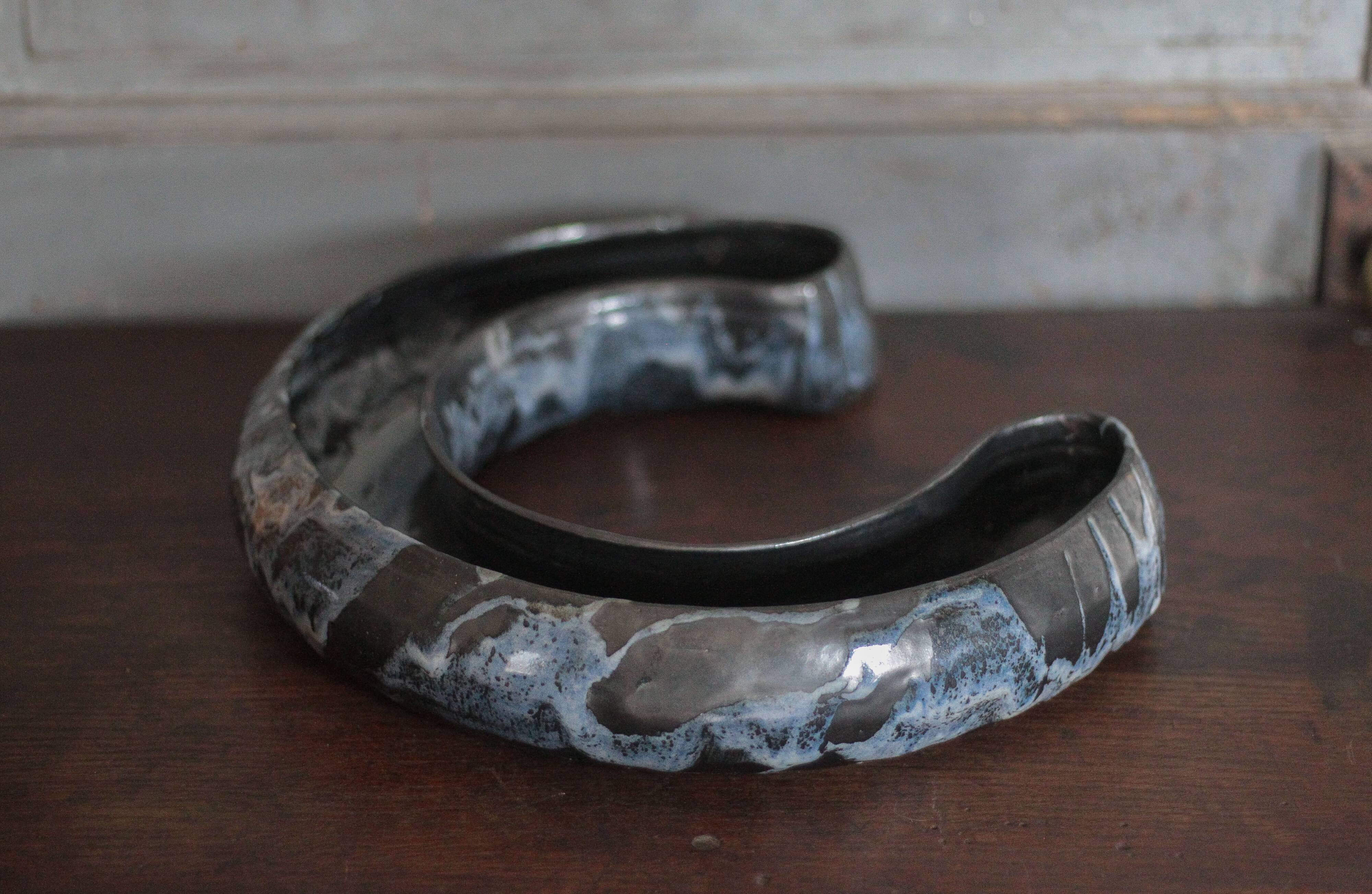 Ceramic jardinière signed Blain Francoise, pottery La Borne, centre of your