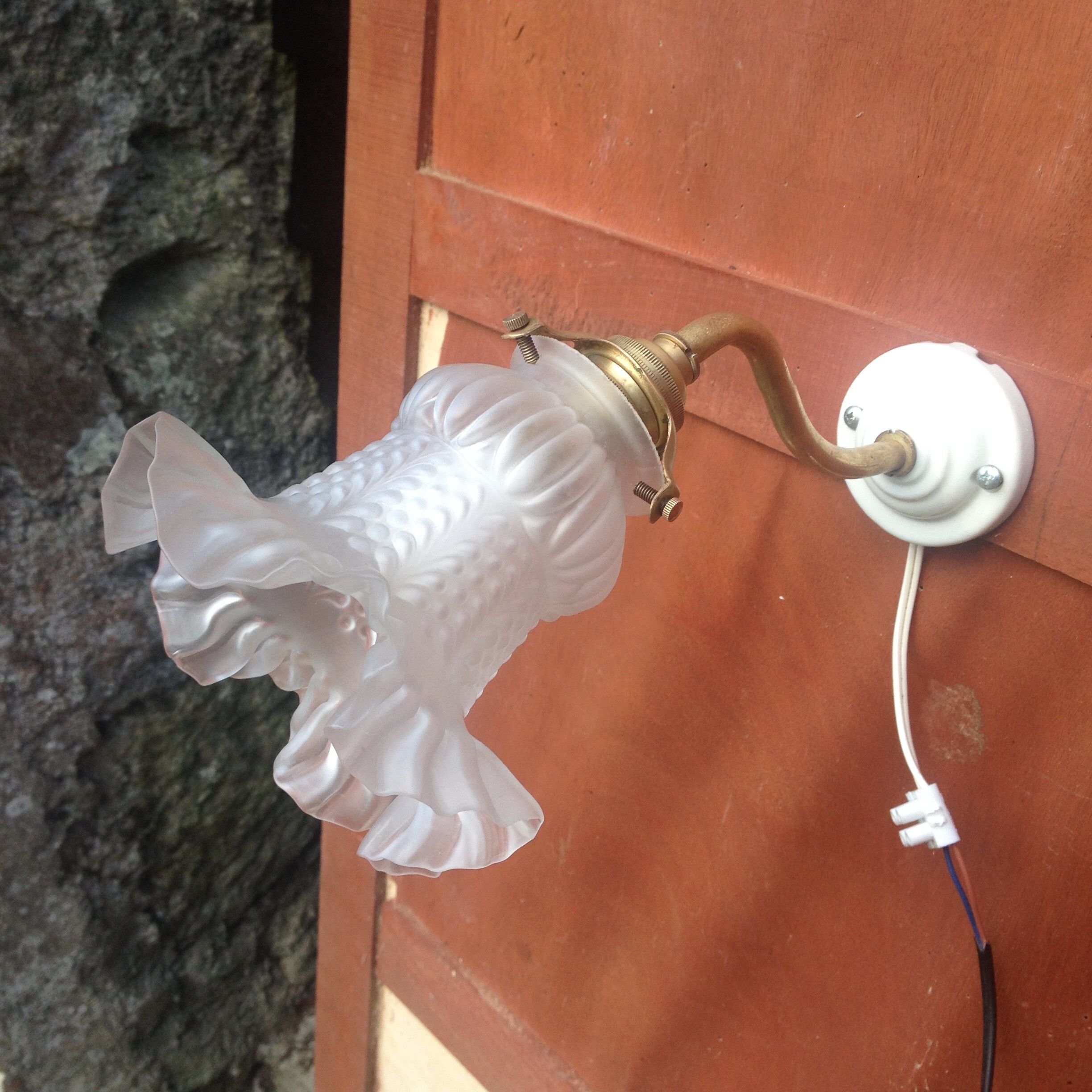 Wall light  porcelain and brass gooseneck