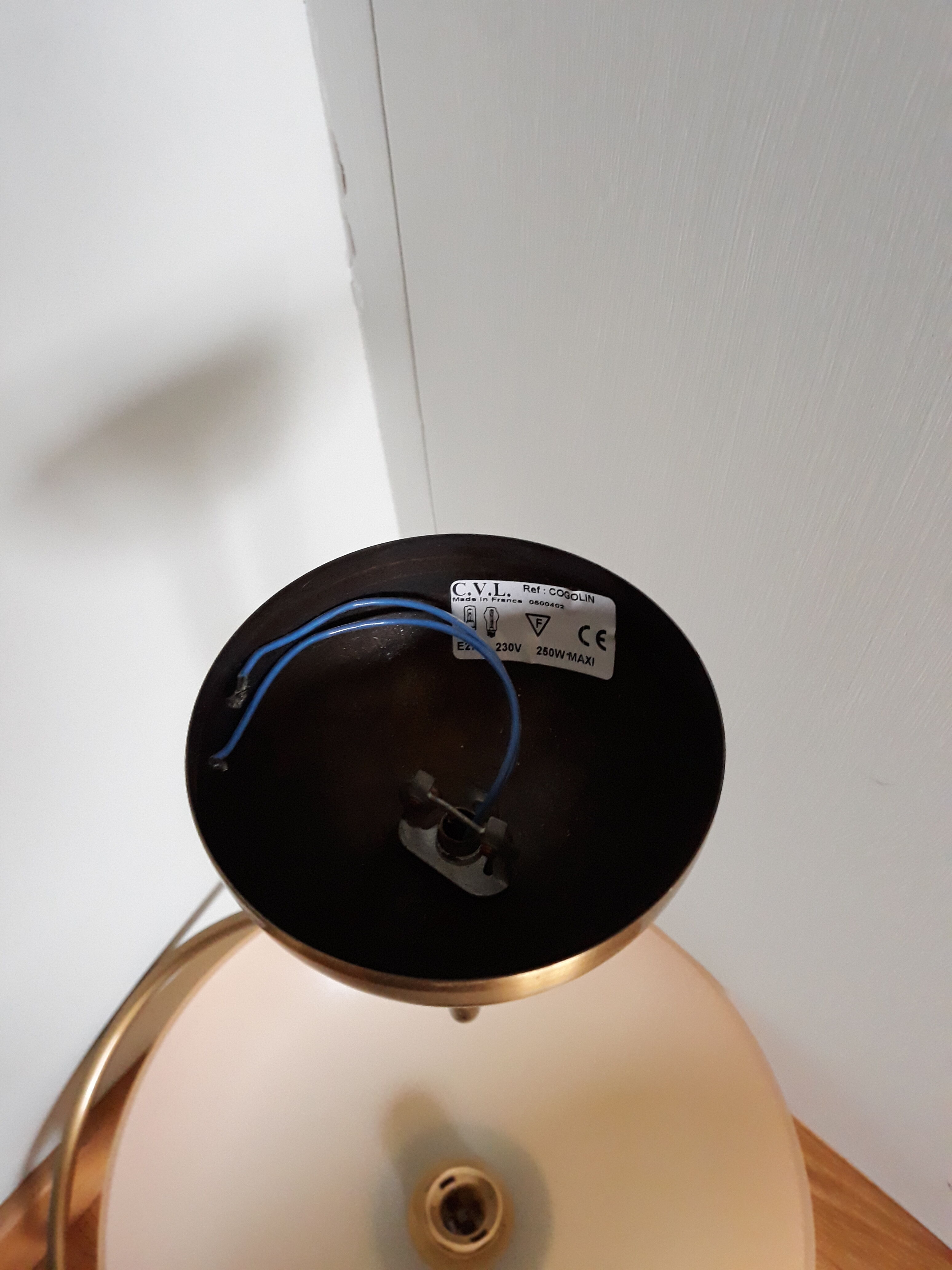Ceiling lamp of brand c.v.l. model cogolin glass and brass