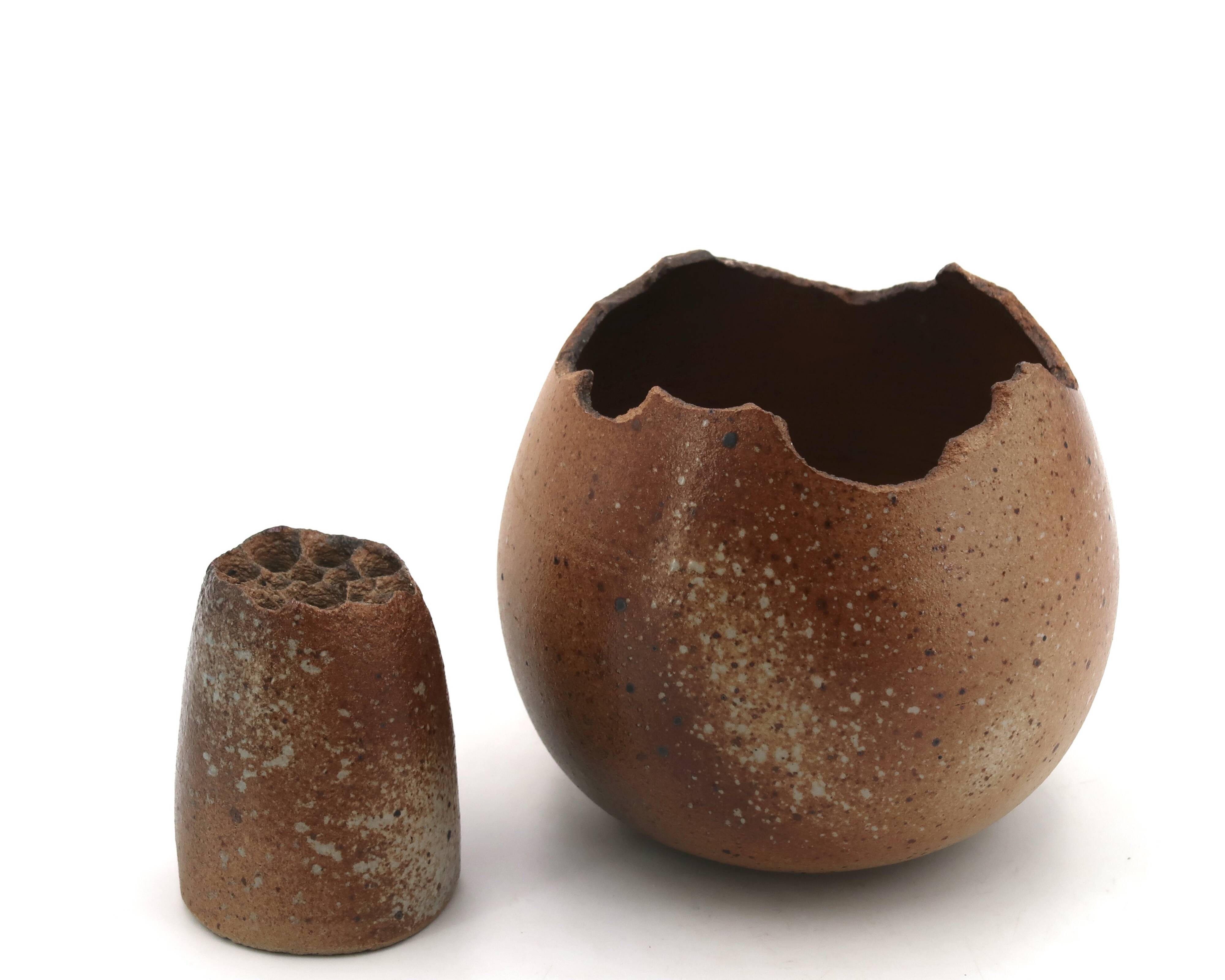 Flower vase signed in stoneware, 1960s.