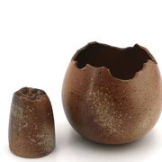 Vase pique fleurs signé en céramique grès, années 60