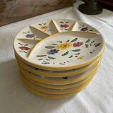 Handmade yellow flowered compartmentalized plates