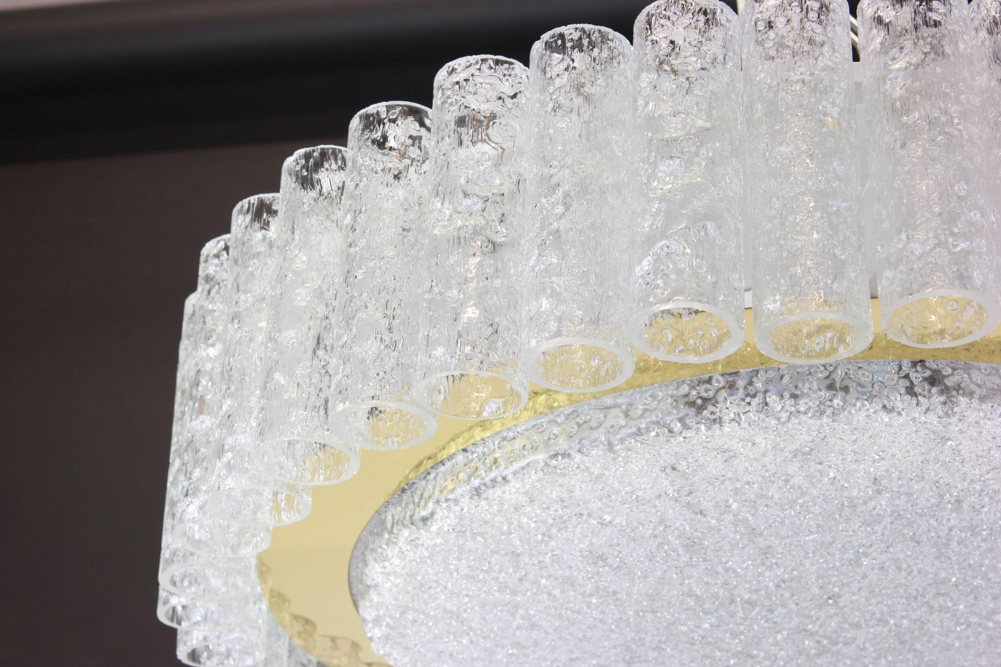 1 of 2 Stunning Murano Glass Tubes Ceiling Light by Doria, Germany, 1960s