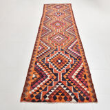 Bold multicolor kilim runner rug,92x395cm