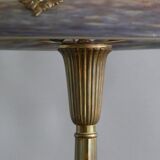 Lampe de table Muller Frères, France, avec pied en laiton et abat-jour en pâte de verre, style Art déco vers 1930