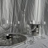 Set of 6 vintage ball-shaped stemmed glasses