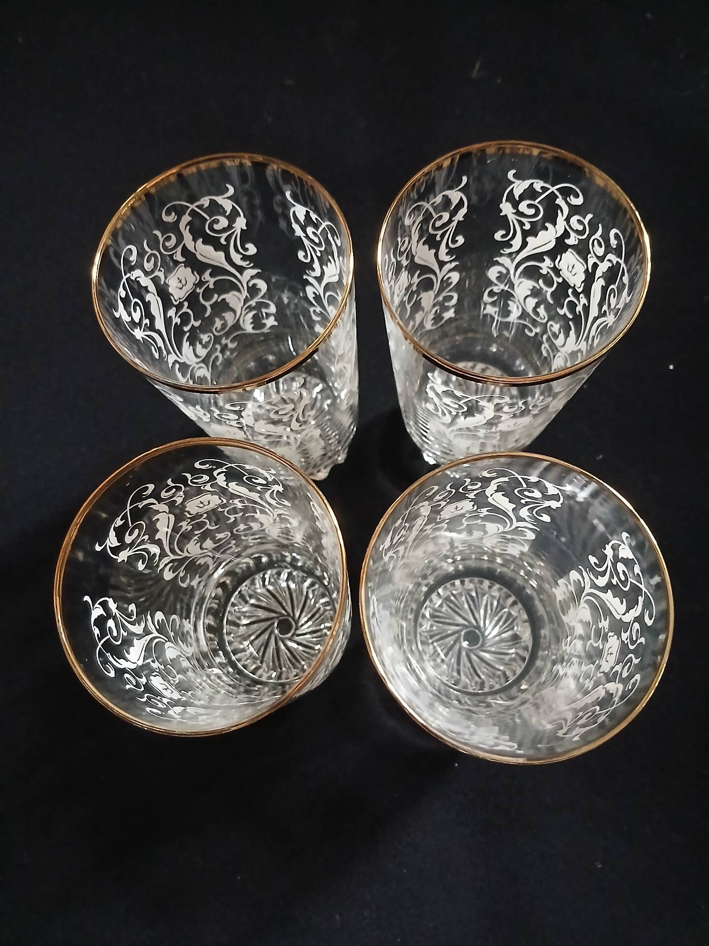 4 vintage water glasses