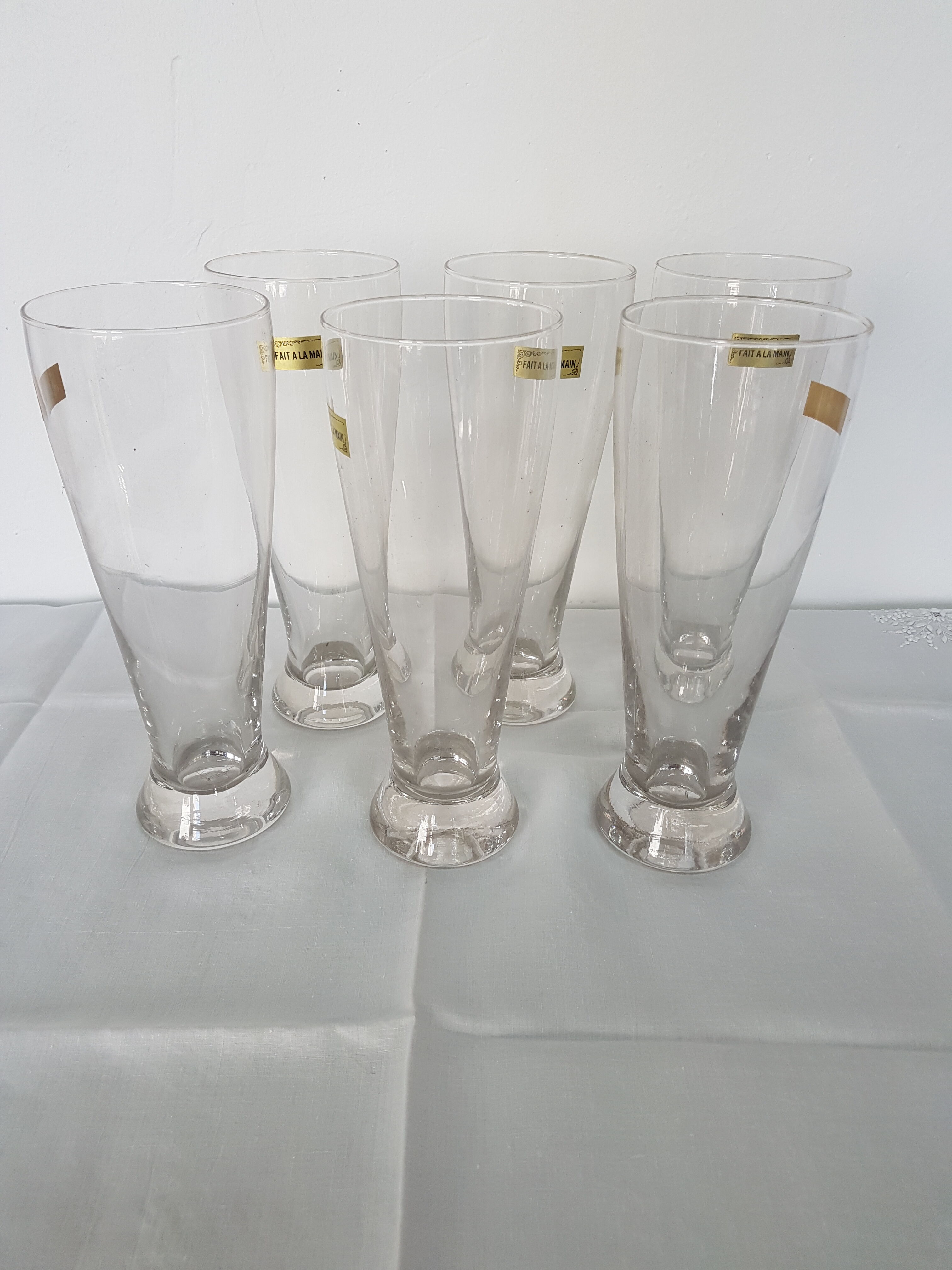 Set of 6 old glasses to beer to coffee 50 years